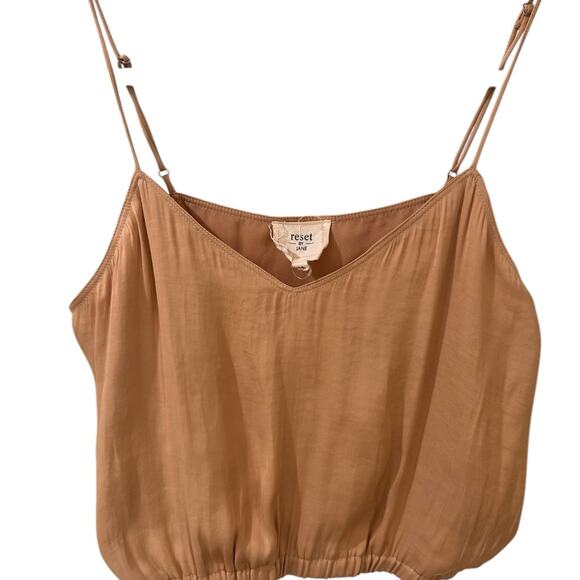 Reset by Jane Amore Satin V-Neck Balloon Hem Top Gold Adjustable Straps, M - Picture 2 of 8
